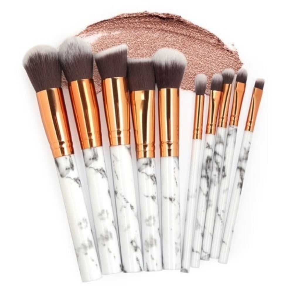 Makeup Brushes 10pc Marble Texture